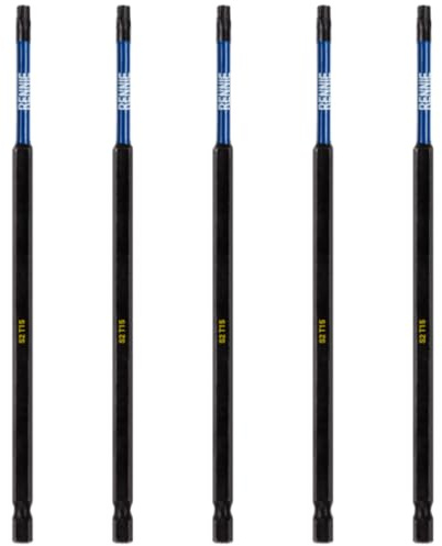 Rennie Tool Company x Rennie Tools 150 mm langes T15 TX15 Schlagschrauber-Bit-Set. Hochleistungs-Magnet-Torx-Schraubendreher-Bit-Set. Schwarzoxidbeschichtete Torx-Schlagschrauber-Bits. Torx-Bit-Set.