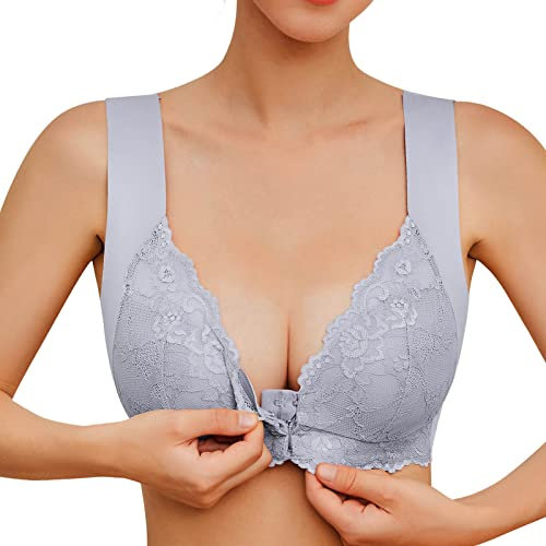Pursuit-W Front Fastening Bras for Women UK,Push Up Bras for Women,Sexy Lace Bra Non-Wired Non-Padded Full Soft Cup Bra, Shapermint UK Bra Comfort Everyday Bra Sports Bra Push Up Bras for Women