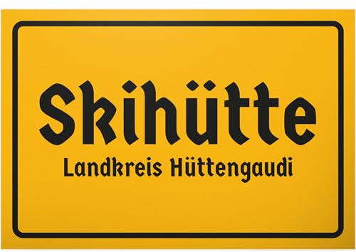 DankeDir! Skihütte Landkreis Hüttengaudi - Schild 30 x 20 cm - Winter Deko für Skifahrer Ski Pisten Fans Partykeller - Geschenkidee für Freunde Familie - Lustiges Türschild Geschenk Geburtstag