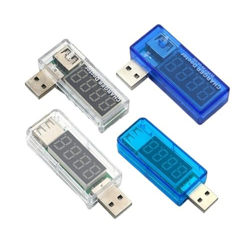Misuratore di tensione di corrente di carica di potenza mobile USB digitale Mini voltmetro amperometro caricabatterie USB Diventa trasparente(Straight blue)