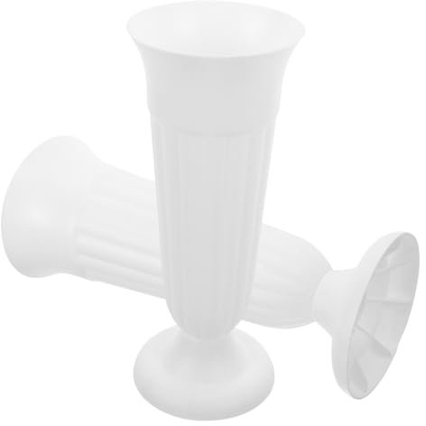 PHENOFICE Pot De Fleurs De Style Romain Commémoratif pour Cimetière Socle 2 Pièces Blanc, Vase Funéraire Décoratif pour Tombe, Utilisation Intérieure Et Extérieure, Matériau Plastique Résistant