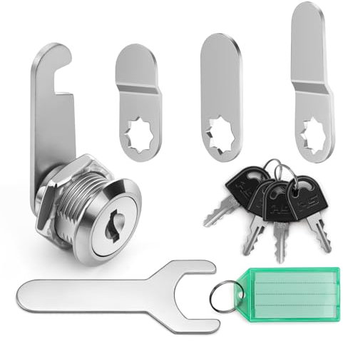 GlasFlength Serratura per Cassetta Postale 16mm, Serratura Cassetta Postale Serratura Armadietto con 4 Chiave con 4 Piastre di Serratura Serratura a Camma per ante Dell'armadio Cassetta delle Lettere