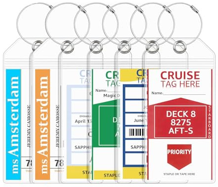 Lammcou Kofferanhänger für Kreuzfahrten, XXL Robuste Wasserfeste PVC Transparente Gepäckanhänger für Aida TUI Mein Schiff, mit Verschraubbaren Metallband, Cruise Luggage Tag (6 Pack, 19 * 11cm) | XXL Mein Schiff Cruise Luggage Tag, für Aida MSC Costa, Durchsichtig Schiffsreise Koffer Anhänger mit Schlüsselband