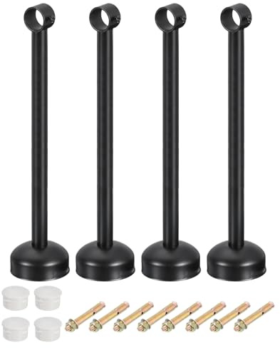 QUARKZMAN 4 Set Supporto Bastone Tenda Soffitto, Adatto a Tubo 25mm/0.98 Lunghezza 350mm/13.78 Ganci Asta Bastoni per Tende Acciaio Inossidabile per Pareti Armadio Tubo Asta Tenda, Nero