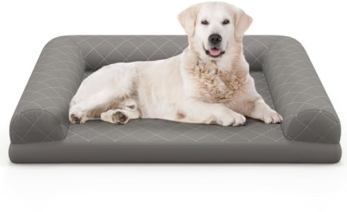 COSTWAY Orthopädisches Hundebett, Hundesofa mit seitlichen Rändern, weich und waschbar, für kleine & mittelgroße Hunde Katze, Katzenbett Katzensofa Indoor, Schaum, 90 x 69 x 18 cm