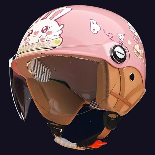 Casco De Moto Abierto, Casco Jet para Niños con Visera, Casco De Scooter Moderno para Niños Y Niñas De 3 A 12 Años, Casco De Moto De Medio Casco con Homologación ECE 22.06 C,45-55cm