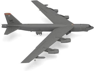 Herpa flygplansmodell USAF Boeing B-52H Stratofortress – 23rd Bomb Squadron ”Barons”, 5th Bomb Wing, militär, miniatyr i skala 1:200, samlarobjekt, flygplansmodell utan ställ, metall