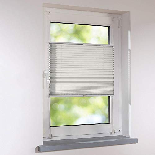 Plissee Klemmfix Faltstore UNIVERSAL Faltrollo ohne Bohren - 20 x 100 cm - hellgrau