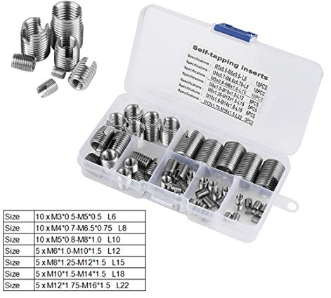 Gewindeeinsatz，Jectse 50Pcs M3-M16 Edelstahl selbstschneidende Gewindeeinsatz selbstschneidende Schlitzschraube Metall Gewindeeinsatz Muttern