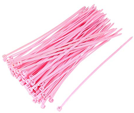 uxcell Cable Zip Ties Nylon Cable Wire Ties 6 Inch Self-Locking Nylon Tie Wraps Pink 100pcs