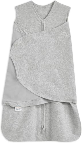 HALO Sac de Couchage de bébé Swaddle | 1.5 tog Sleepsack | 100% Coton, Gris de bruyère pour Les bébés | Changement de Couche Zip Facile | Couverture Portable | Garçons et Filles, 3-6 Mois
