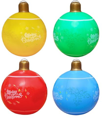 Palla Gonfiabile Di Natale, Palla Gonfiabile Di Natale Gigante Da 25,6 Pollici In PVC, Palloni Da Spiaggia Di Natale, Palla Decorata Gonfiabile Riutilizzabile Decorazione Della Festa Di Natale
