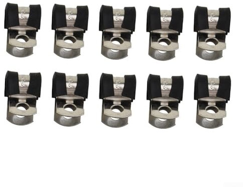 PETSTIBLE Lot de 10 clips en P doublés de caoutchouc, fer galvanisé doublé de caoutchouc pour tuyau, collier de serrage, clip de montage de câble 5 mm