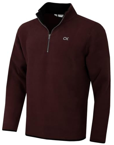 Calvin Klein Mens Polar Fleece 1/2 Zip Sweater - Burgundy - L