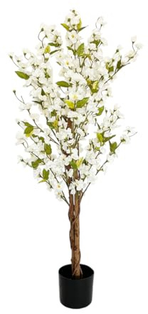 Acomoda Textil – Planta Artificial Decorativa con Macetero Elegante para Hogar, Jardín, Comercio y Oficina. Planta Sintética Resistente para Interior y Exterior Sin Cuidados. (Almendro Blanco, 120 cm)