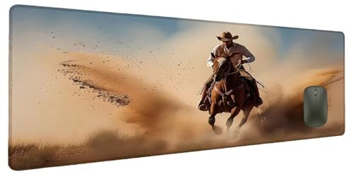 Alfombrilla Ratón XXL 900x400mm Mujer Alfombrilla Gaming Caballo, Mouse Pad Tapete Escritorio Accesorios Gaming, Almohadilla Raton Resistente al Agua Mouse Pad Gaming Antideslizante Jugadores I-0