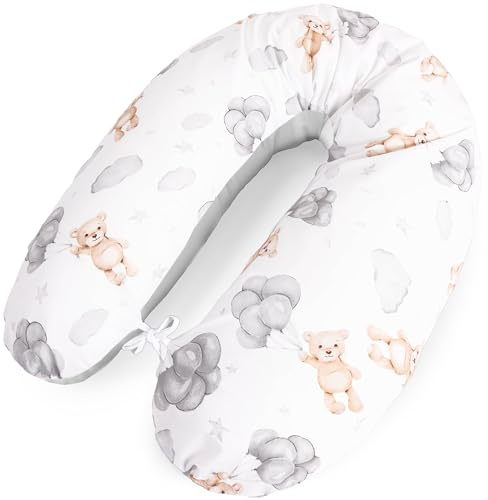 Amilian Cuscino per allattamento 170 cm XXL – Cuscino per donne incinte – Cuscino per chi dorme sul fianco con rivestimento – Cuscino per gravidanza – Body Pillow per sonno e allattamento – Orso