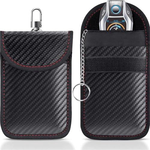 2 pezzi Faraday Car Key Bag Signal Blocking Pouch Keyless Entry RFID Blocker Bag for la sicurezza dell'auto Antifurto Remote Protecter per Chiavi Auto(M-14X9cm)