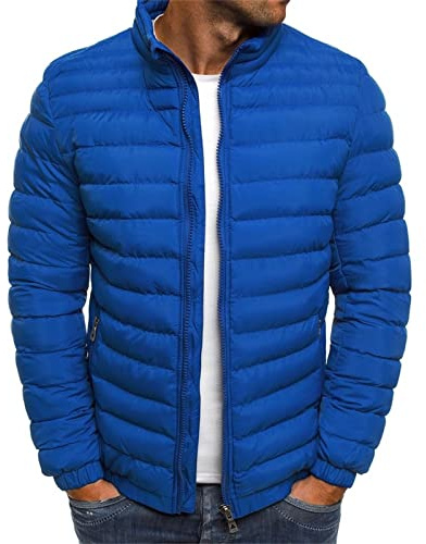 Steppjacke Herren Winter Daunenjacke Dicke Thermo Jacket Schwergewicht Winterjacke Langarm Herrenjacke Classic Einfarbige Mantel Fashion Bequeme Thermojacke 02 Blau XL