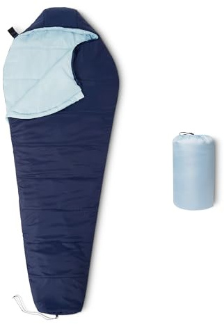 Amazon Basics Schlafsäcke für Erwachsene, Mumienschlafsack für kaltes Wetter, Temperaturbereich -5°C (20°F), Marineblau, 228.6cm x 86.4cm