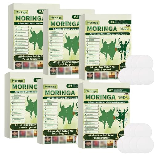 Moringa 10-i-1 avancerade nano-mikronedle-lappar, 7 lappar, daglig transdermal lapp för viktledning, blodsockerbalans, liver support och energiboost