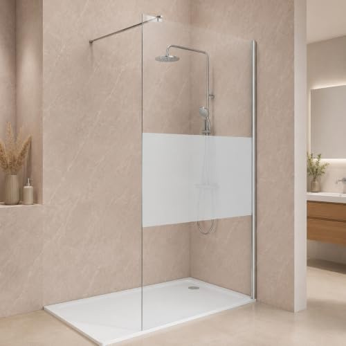 Walk-In Duschwand 100x200 cm, 6 mm ESG, satiniert, Chromoptik | Begehbare Dusche mit offenem Einstieg, ideal für altersgerechte Bäder, beidseitig montierbar, pflegeleicht