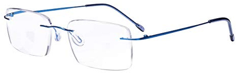 Eyekepper Occhiali da Lettura Senza Montatura per Uomo - Senza Cornice Rettangolo Lettori Blu +2.50