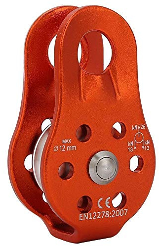 Starbun Pulley Wheel - Orange 26KN Aluminium Alloy Heavy Duty Single Swivel Rope Pulley Block For 12mm Rope