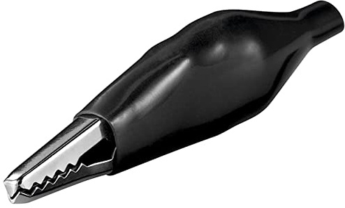 CABLEPELADO Pinza de cocodrilo aislada | Pinza de prueba | Pinza eléctrica | con cubierta aislada | Apto para conexiones eléctricas | Longitud total de 48mm | Color negro | 1 unidad