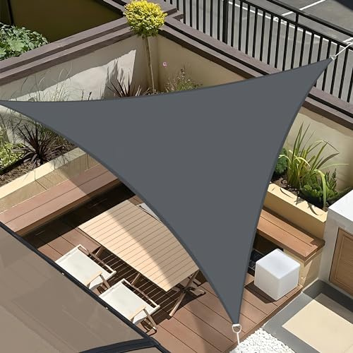 UMI Solsegel 3,6x3,6x3,6m Triangelformad - Vattentätt Baldakin med 95% UV-skydd, för Trädgård & Balkong - Antracitgrå