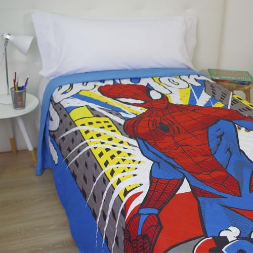 10XDIEZ Couvre-lit d'été léger pour lit simple imprimé pour enfant (lit de 90 cm, Spiderman)