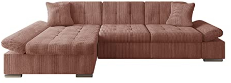 Mirjan24 Ecksofa Malwi Cord mit Regulierbare Armlehnen, L-Form Sofa mit Schlaffunktion und Bettkasten, Design Eckcouch, Wohnlandschaft, Couch (Poso 29, Seite: Links)