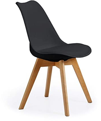 SHIITO | Modelo Otto - Silla de Comedor de Estilo Nórdico | 47 x 42 x 84 - Color Negro | Diseño Sencillo y Elegante | con Patas de Haya
