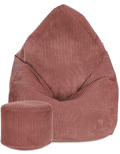 DreamRoots Sitzsack Cord Erwachsener Sitzsäcke Jugendlicher Teenager 80x80x120cm - Sitzsack mit Füllung, Hocker, Lehne und Bezug - Bean Bag Chair - Sitzkissen Boden - Chill Sack