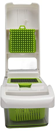 Vegetable Cutter, ABS Case Stainless Steel Blades for Vegetable Cutter with Silicone Pad for Restaurant (White)