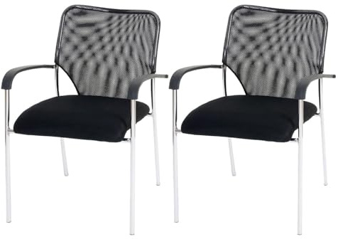 Décoshop26 - Juego de 2 sillas de visitante para conferencias, apilable de tela, textil, color negro 04_0000279