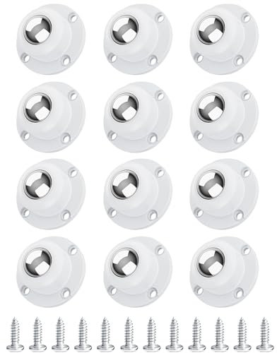 Cinvo Self Adhesive Caster Wheels 2.5cm Swivel Low Profile for Furniture 360 Degree Rotating for Small Appliance Storage Box, Trash Can - Load Capacity 28LBS Per Wheel (White, Pack of 12)