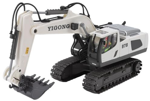 Srliya RC-Bagger Im Maßstab 1:20, 11 Kanäle, 2,4 G MHz, Kunststofflegierung, Ferngesteuerter Bagger, Baufahrzeuge, Spielzeug (Weiß)