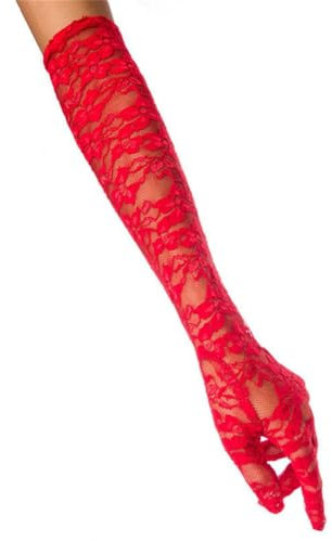 BrightGlow Lange Spitzenhandschuhe Damen Mädchen Spitzen Handschuhe Brauthandschuhe Vintage Opernhandschuhe Tee Party Handschuhe Hochzeit Halloween Party Kostüm Dekorative Zubehör Rot