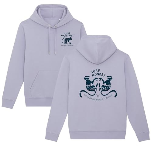 Surf Monkey Hooded Sweatshirt for Men/Women 2 Jumpsuits - Organic Cotton Gots, lilac, L