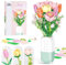 Euakee Blumen Bausteine Bausatz, Blumen Bauspielzeugset mit Vase, DIY Pflanze Blumenstrauß Dekoration, Idee Geschenke für Valentinstag Geburtstage Muttertag (Rosa Schneeberg)