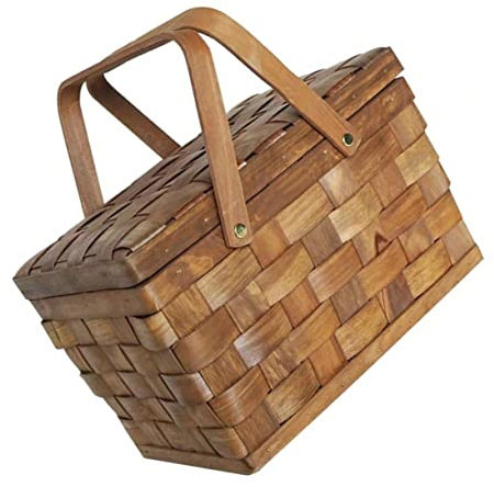 Kisangel Chic Desktop Lagerung Korb Holz Picknick Lebensmittel Container Speisekammer Korb Multi-Funktion Lagerung