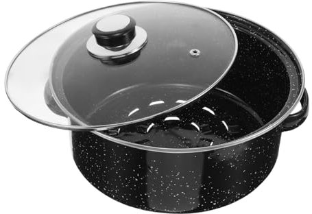 Abaodam Induktionsgrillplatte Antihaftbeschichtete Grillpfanne Kochpfanne Für Herdplatten Emaillierte Pfanne Suppentopf Mit Deckel