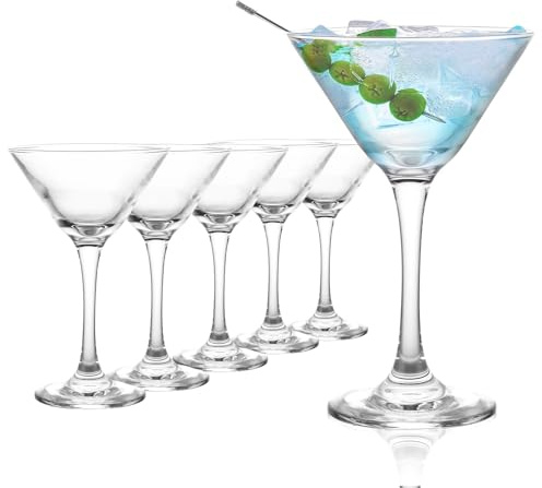 MUXHEL Set med 6 martini-glas, 160 ml martiniglas, cosmopolitglas, martini-glassset, party dricksglas, för hem, fester och co