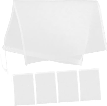 KICHOUSE 5 Pièces Poche Filtrante à Mailles Fines Réutilisable Avec Cordon De Serrage Pour Lait De Soja Et Jus De Fruits
