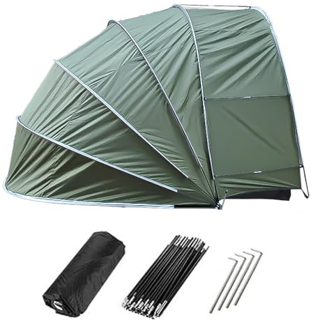 Zeltgarage Hängen 2 in 1 Motorrad Zelt mit 210D Oxford-Gewebe PU4000 Wasserdicht Geräteschuppen Klein Motorradgarage Winterfest,Green