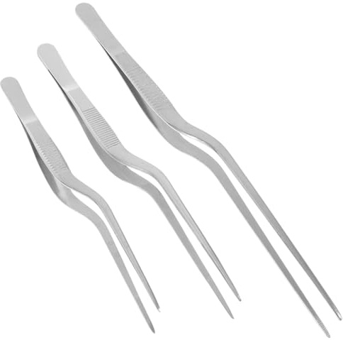 Ciieeo 3pezzi Pinzetta Per Lische Pesce in Acciaio Resistente Pinze Alimenti Da Cucina Clip Per Bistecche Lunghe Pinzette Per Alimenti Professionali
