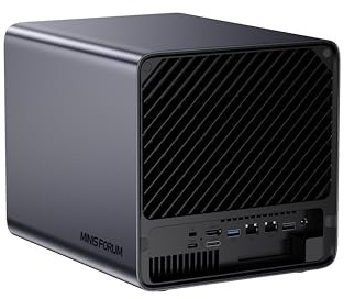 MINISFORUM N5 Pro-P370 5-Bay Desktop NAS(96ECC+128GB), AMD Ryzen AI 9 HX Pro 370 12C/24T Up to 5.1GHz, 10GbE+5GbE, 3× M.2/U.2, OCuLink, HDMI/2 x USB4 4K 144Hz, PCIe ×16, MinisCloud OS