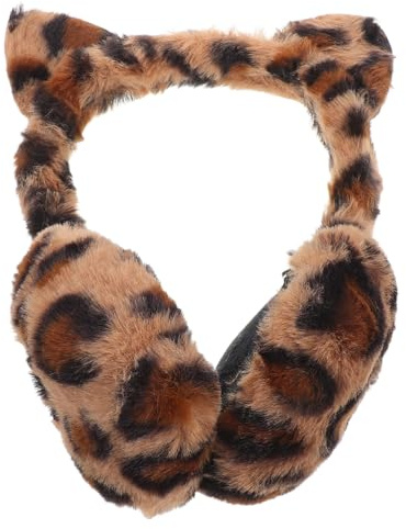 LALADEFIEE Cache-oreilles Léopard Fausse Fourrure Pliable pour Femmes Protection le Froid avec Oreilles de Chat Chaud et Confortable pour Hiver Extérieur