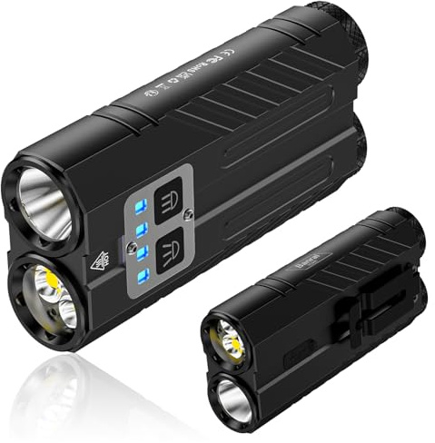 Banral 1Pack EDC Flat Flashlight Rechargeable, 3100 High Lumens USB C Small Powerful Flashlights, Compact Tactical Pocket Flash Light with Spotlight Floodlight for Car, Emergency, Home, Camping